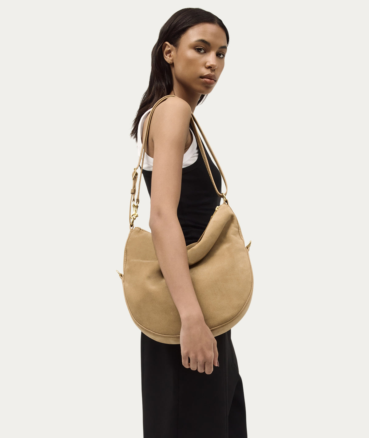 Leopard Hobo Oat Suede