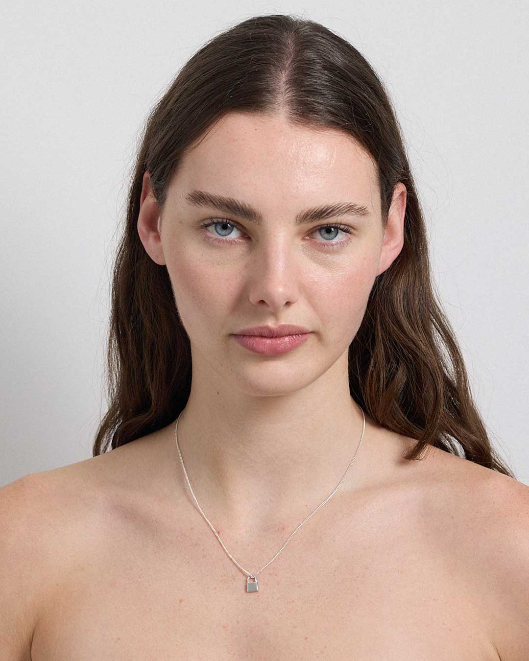 Locked Charm Necklace Sterling Silver
