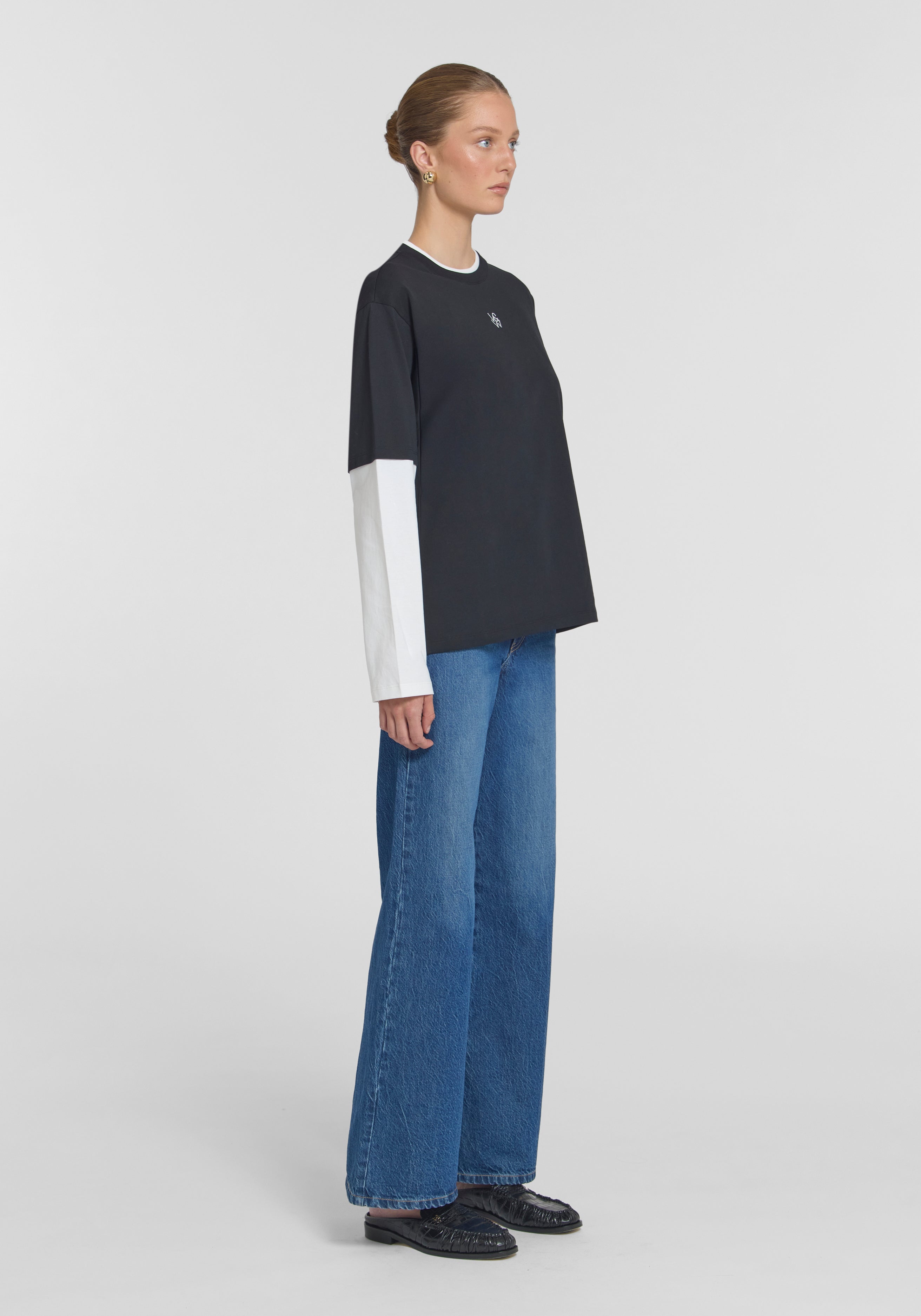 Maximus Long Sleeve Top Black/White