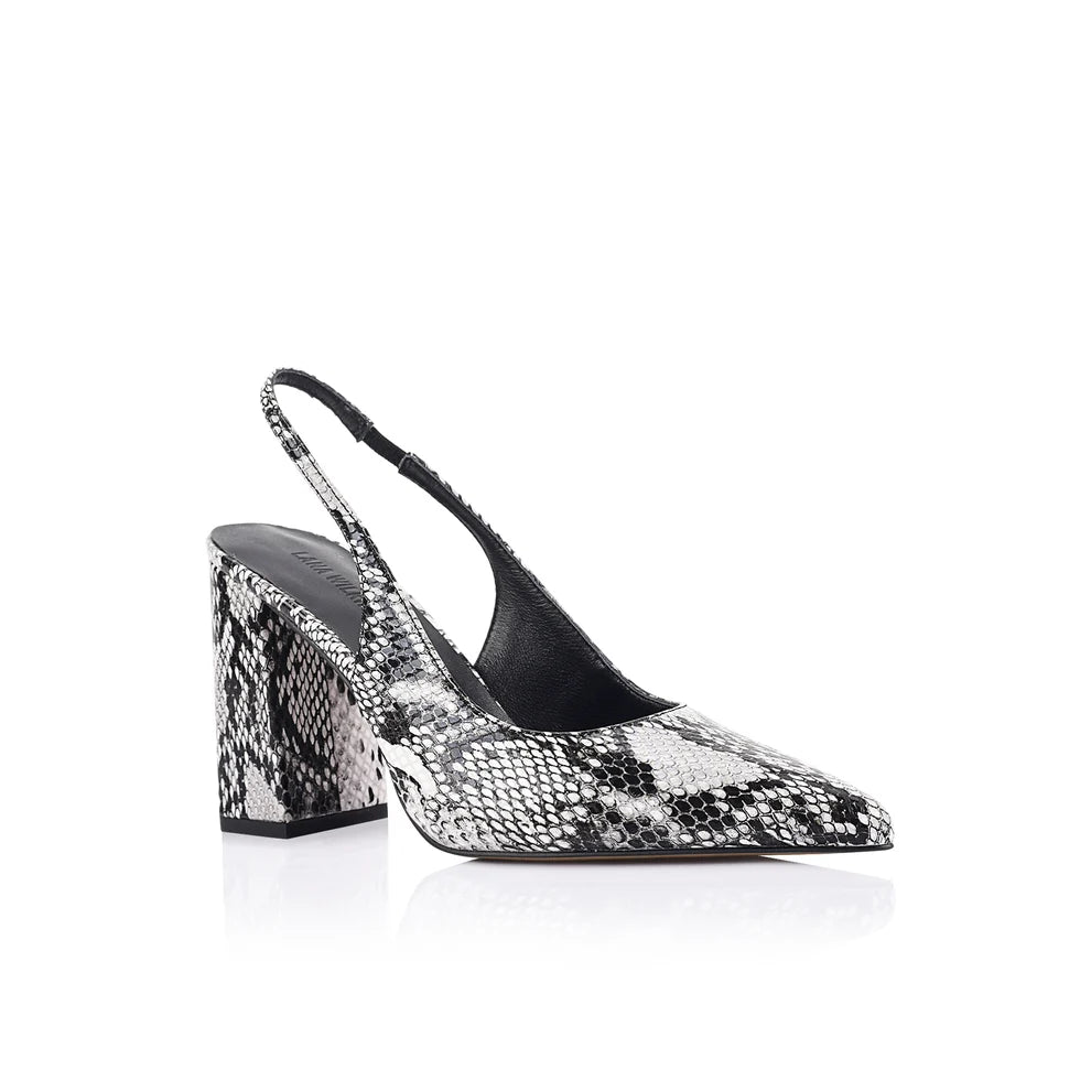 Olympia Slingback Pump Snake-Print Leather