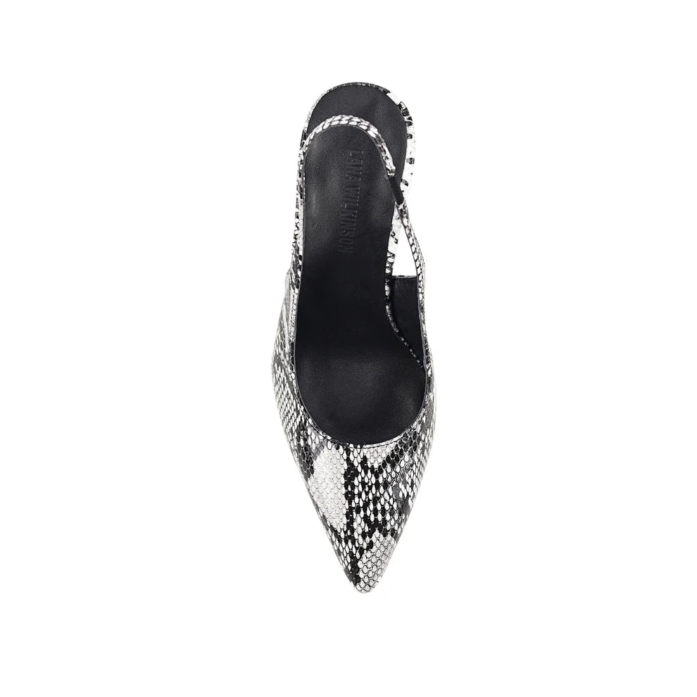Olympia Slingback Pump Snake-Print Leather