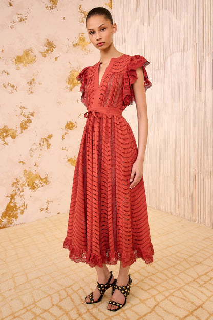 Olga Flutter Sleeve Midi Dress