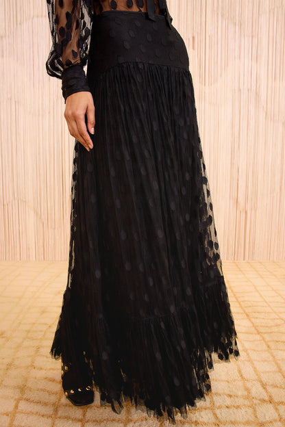 Vera Lace High Waist Maxi Skirt Noir