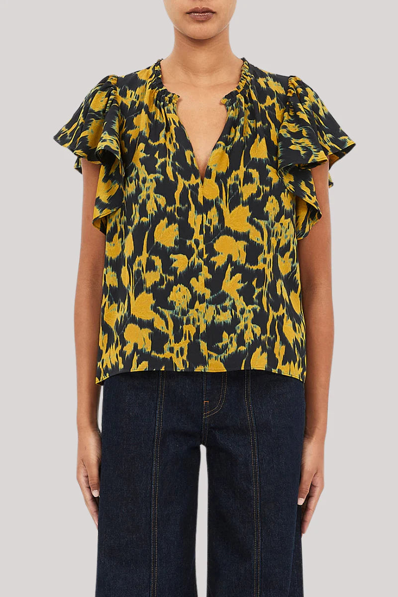 Lilo Flutter Sleeve Blouse Verdite