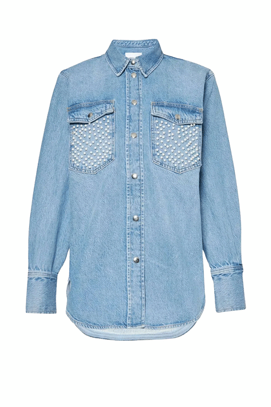 Oversized Pearl Studded Shirt