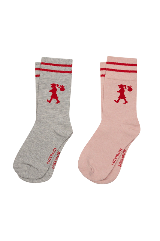 Runaway Girl Socks 2 Pack Light Grey/ Blush