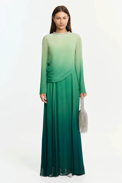 Bridle Long Sleeve Maxi Dress Emerald Ombre