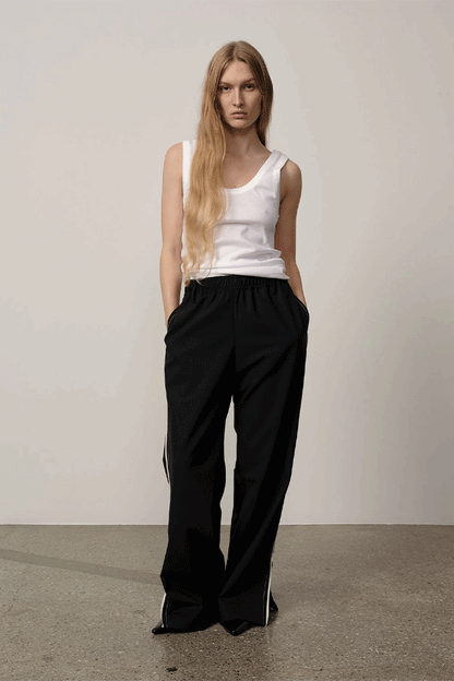Davi Mid Waist Pants Grey Pinstripe