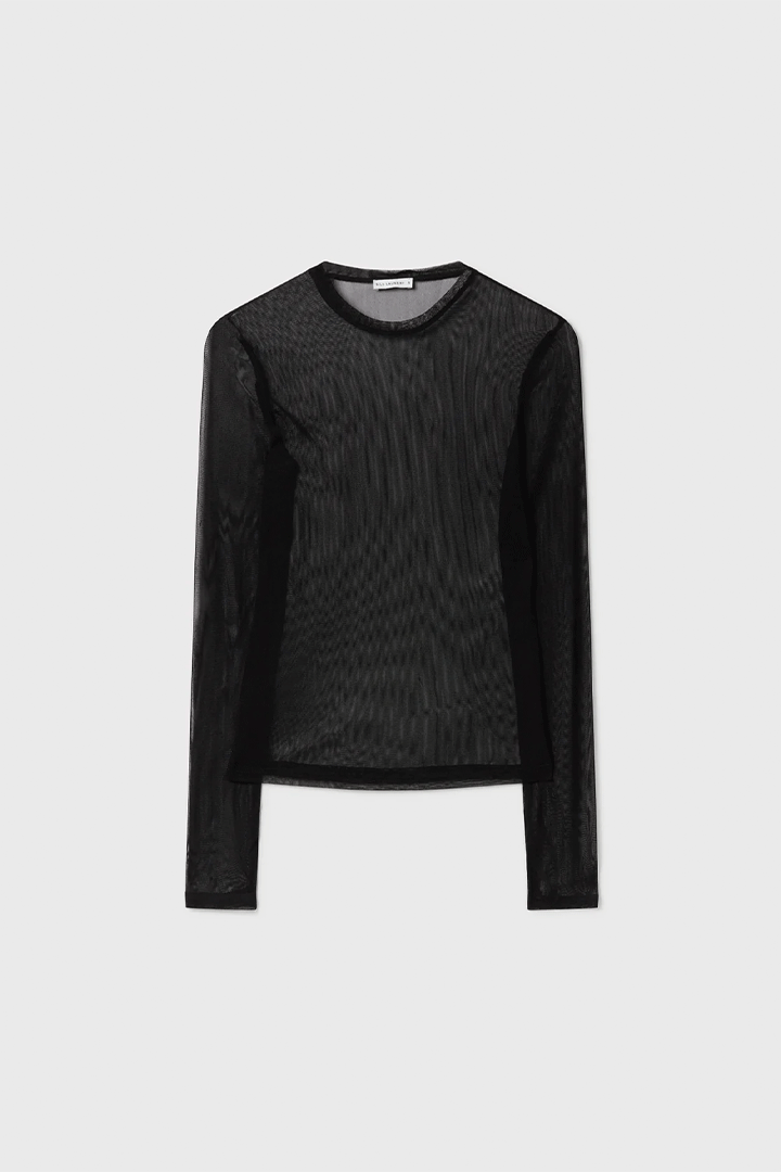 Mesh Long Sleeve Top Black