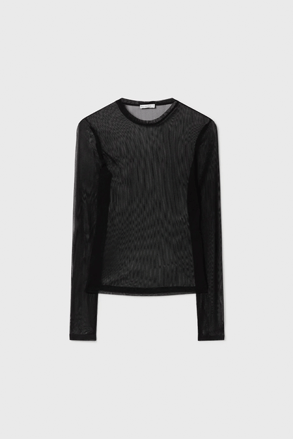 Mesh Long Sleeve Top Black