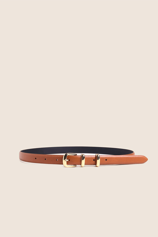 Skinny Jordan Belt Camel/Gold