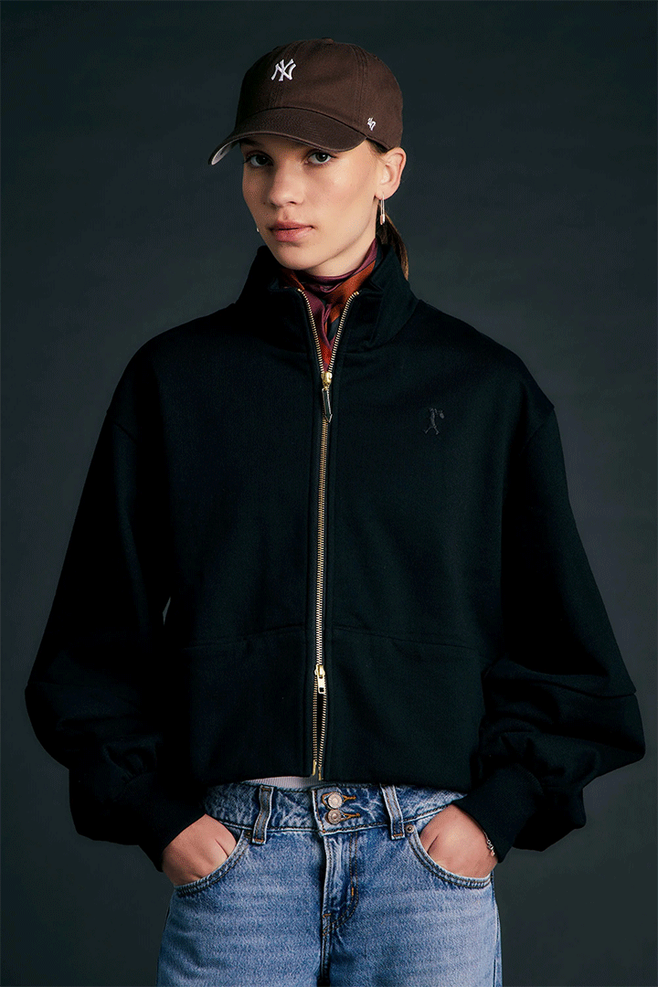 Runaway Zip Front Sweatshirt Black