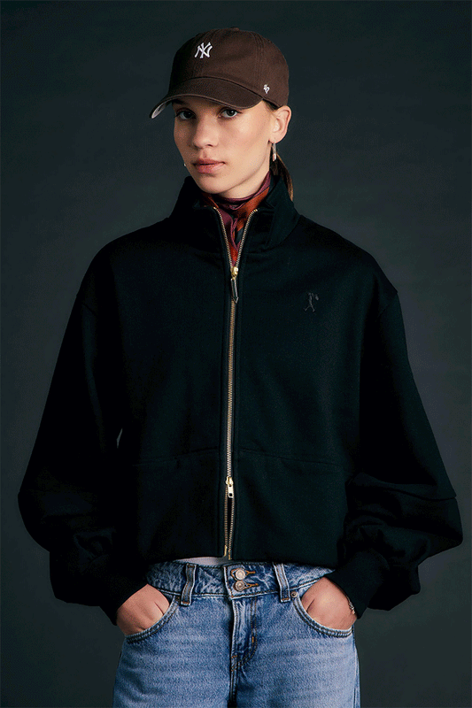 Runaway Zip Front Sweatshirt Black