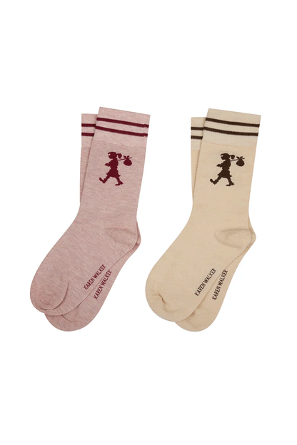 Runaway Girl Socks 2 Pack - Pink/Sand