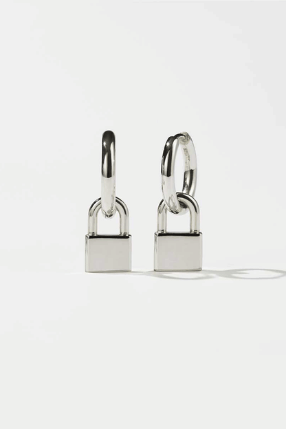Locked Charm Earrings Sterling Silver