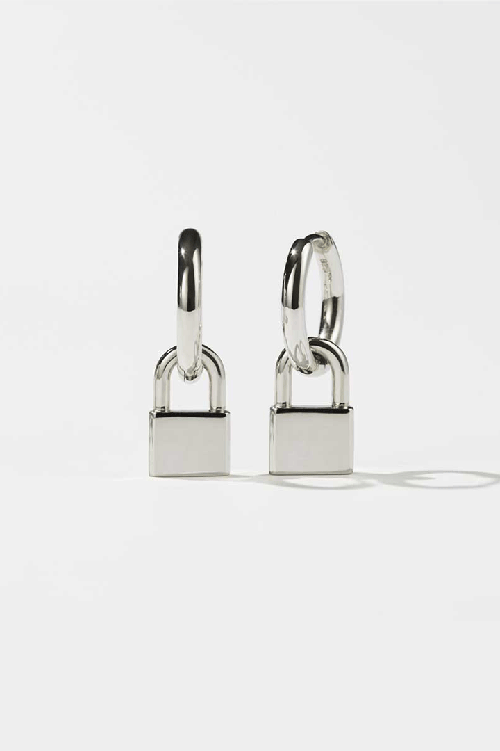 Locked Charm Earrings Sterling Silver