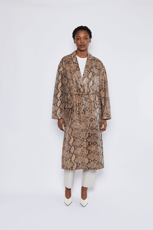 Bea Leather Trench Python