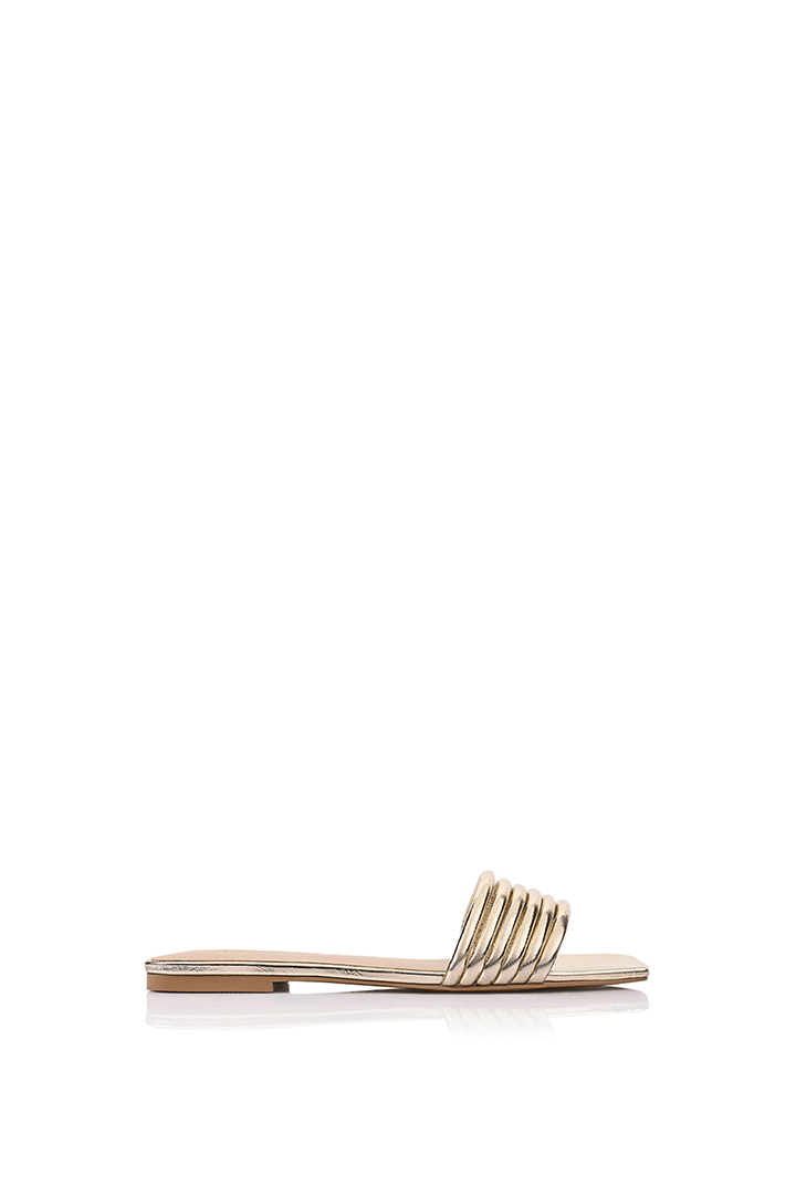 Cami Flat Gold Metallic Leather