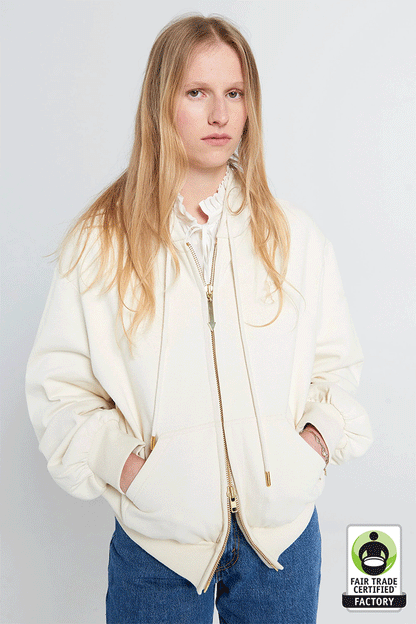 Runaway Girl Cropped Oversized Hoodie Ecru