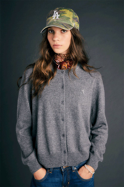 Posy Cashmere Cardigan Grey Marle