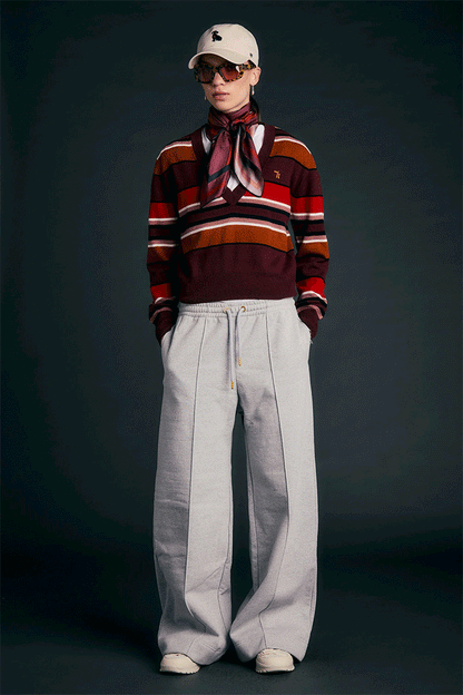 Pin Tuck Track Pants Grey Marle