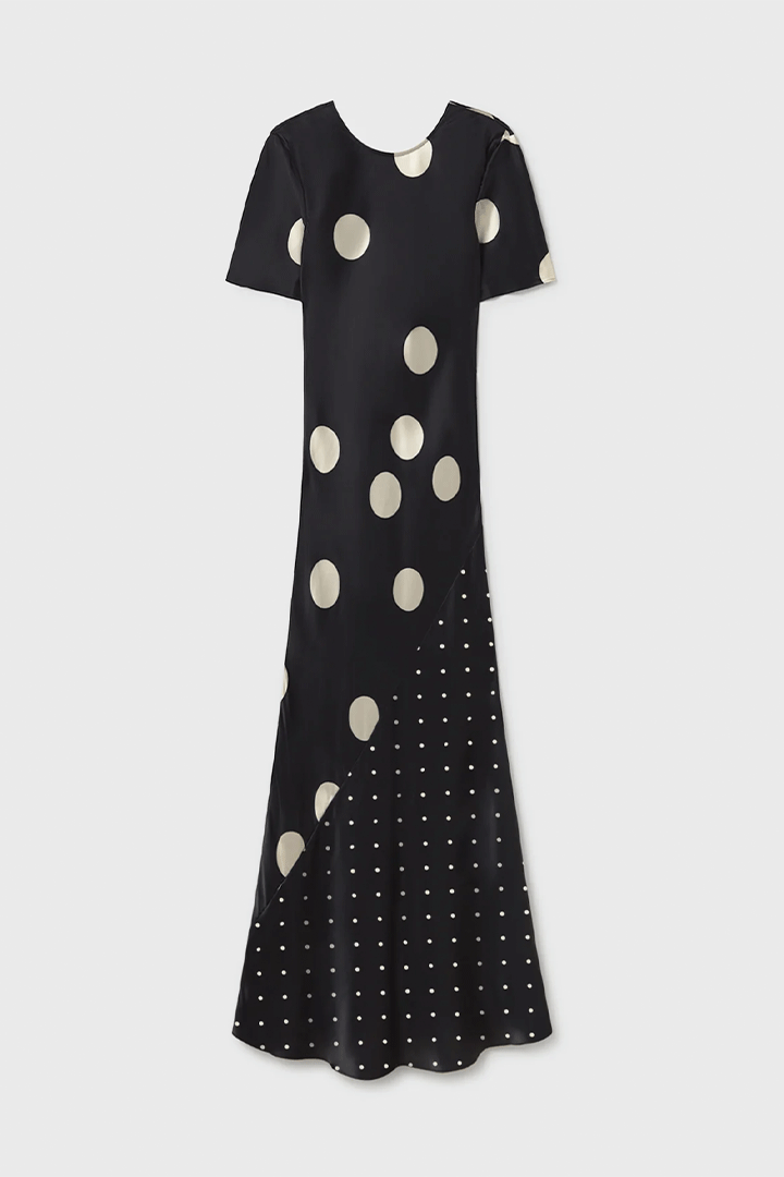 Short Sleeve Bias Dress Polka Dot