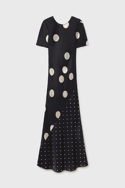 Short Sleeve Bias Dress Polka Dot