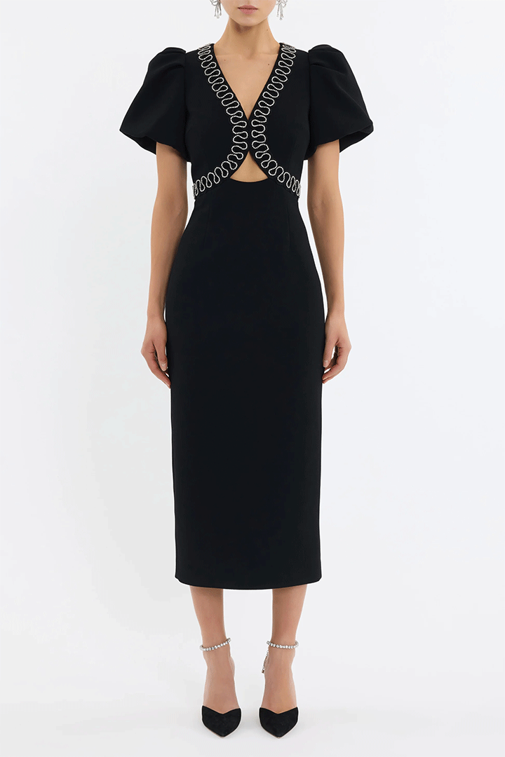 Nyx Puff Sleeve Midi Dress