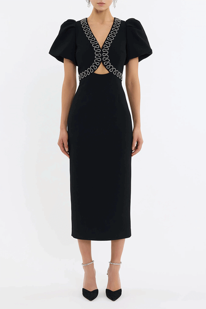 Nyx Puff Sleeve Midi Dress