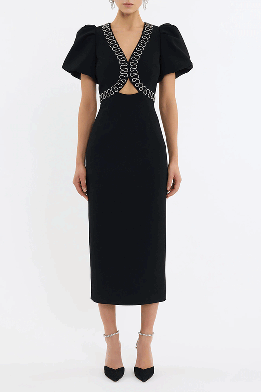 Nyx Puff Sleeve Midi Dress