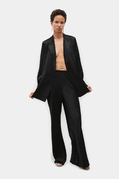 Bias Cut Pants - Black