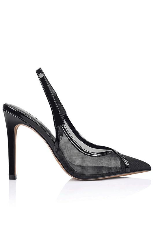 Chai Pump Black Mesh & Patent Leather