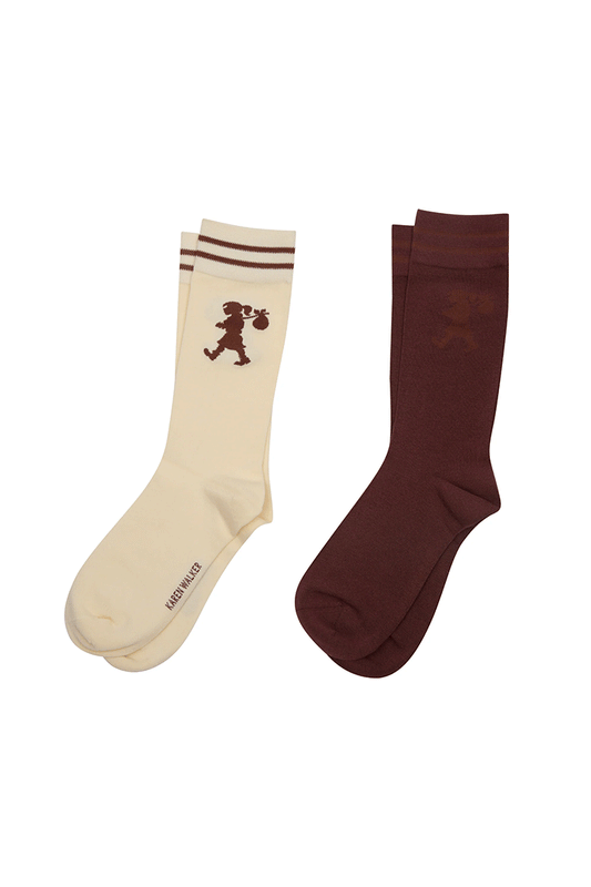 Runaway Girl Socks 2 Pack Cream/Mahogany
