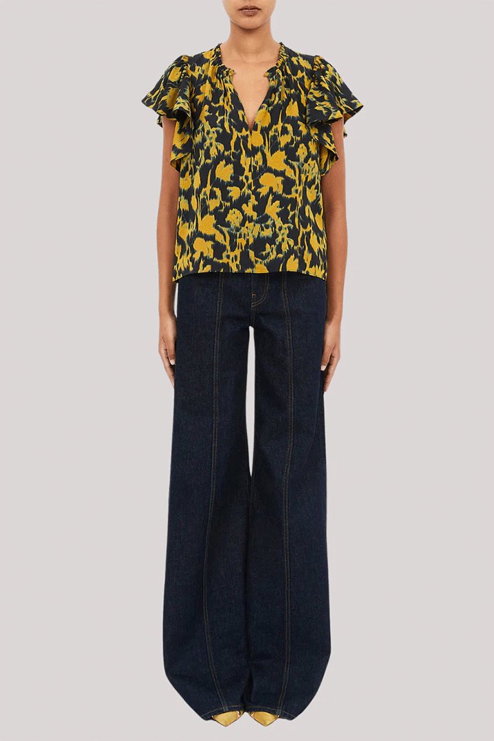 Lilo Flutter Sleeve Blouse Verdite