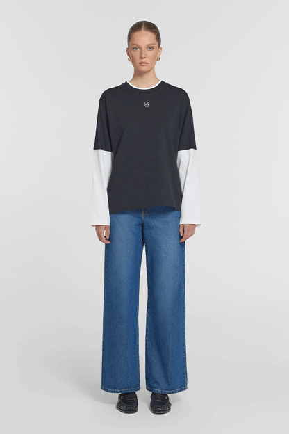 Maximus Long Sleeve Top Black/White