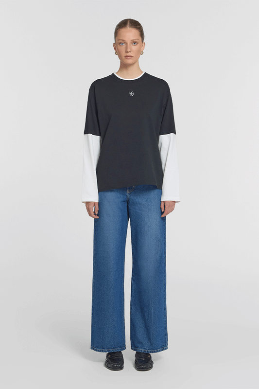 Maximus Long Sleeve Top Black/White