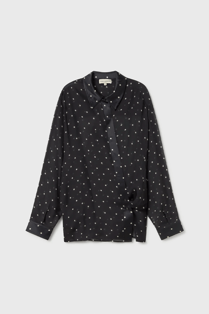 Chiffon Wrap Shirt Small Polka Dot