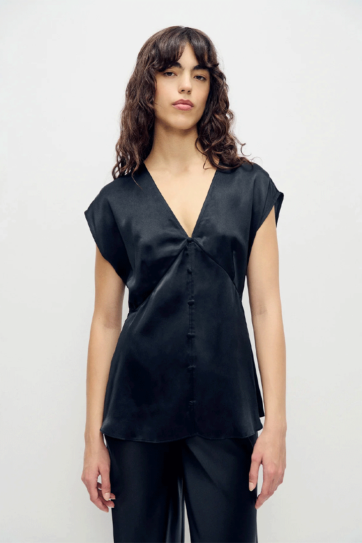 V-Neck Top Black