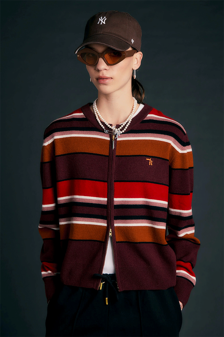 Elodie Cardigan Poppy Stripe