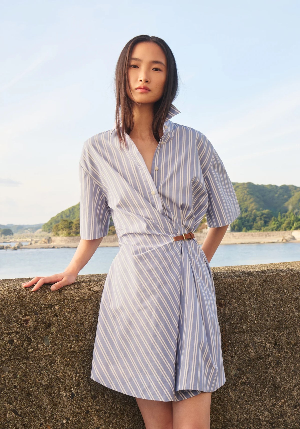 Peaches Dress Mist Stripe