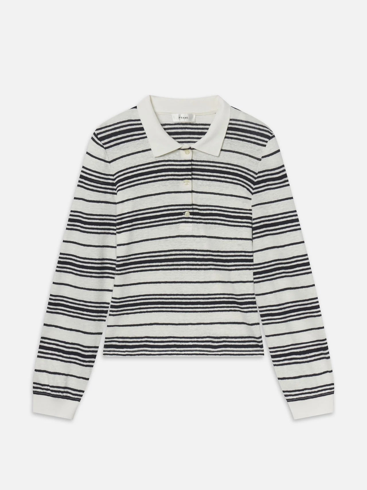 The Stripped L/S Polo White Multi