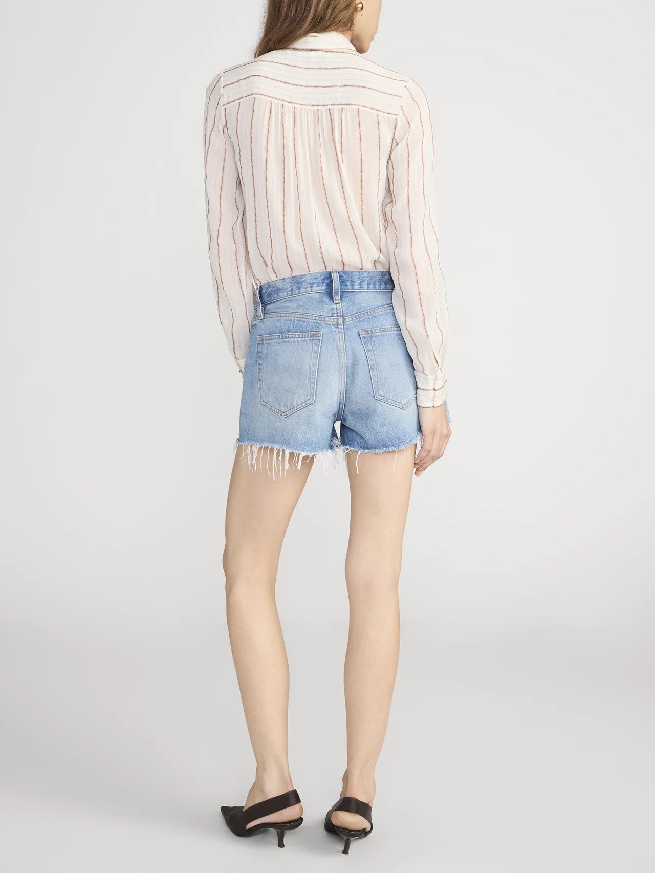 The Stripped Silk Tie Blouse Cream Multi
