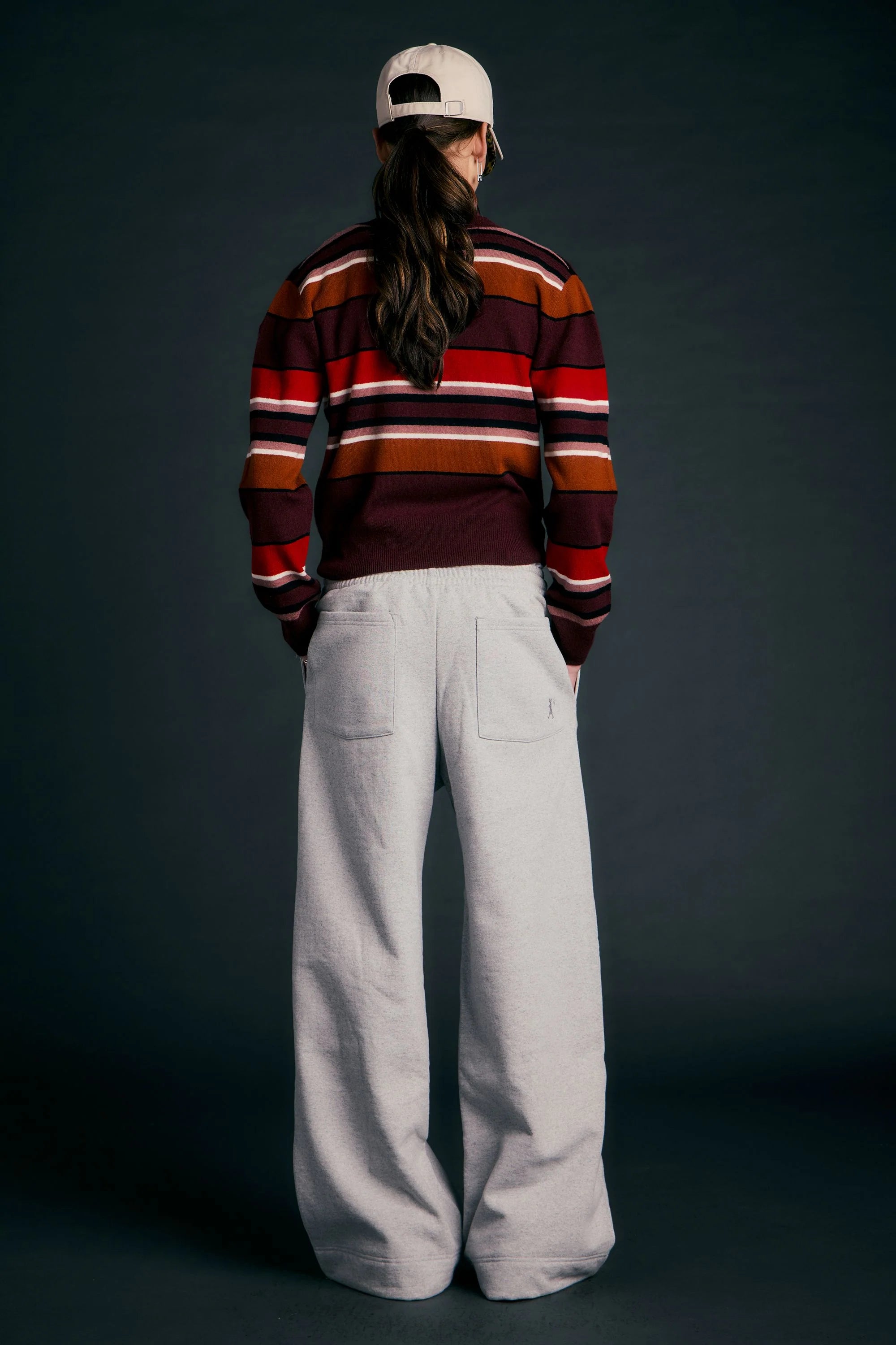 Pin Tuck Track Pants Grey Marle