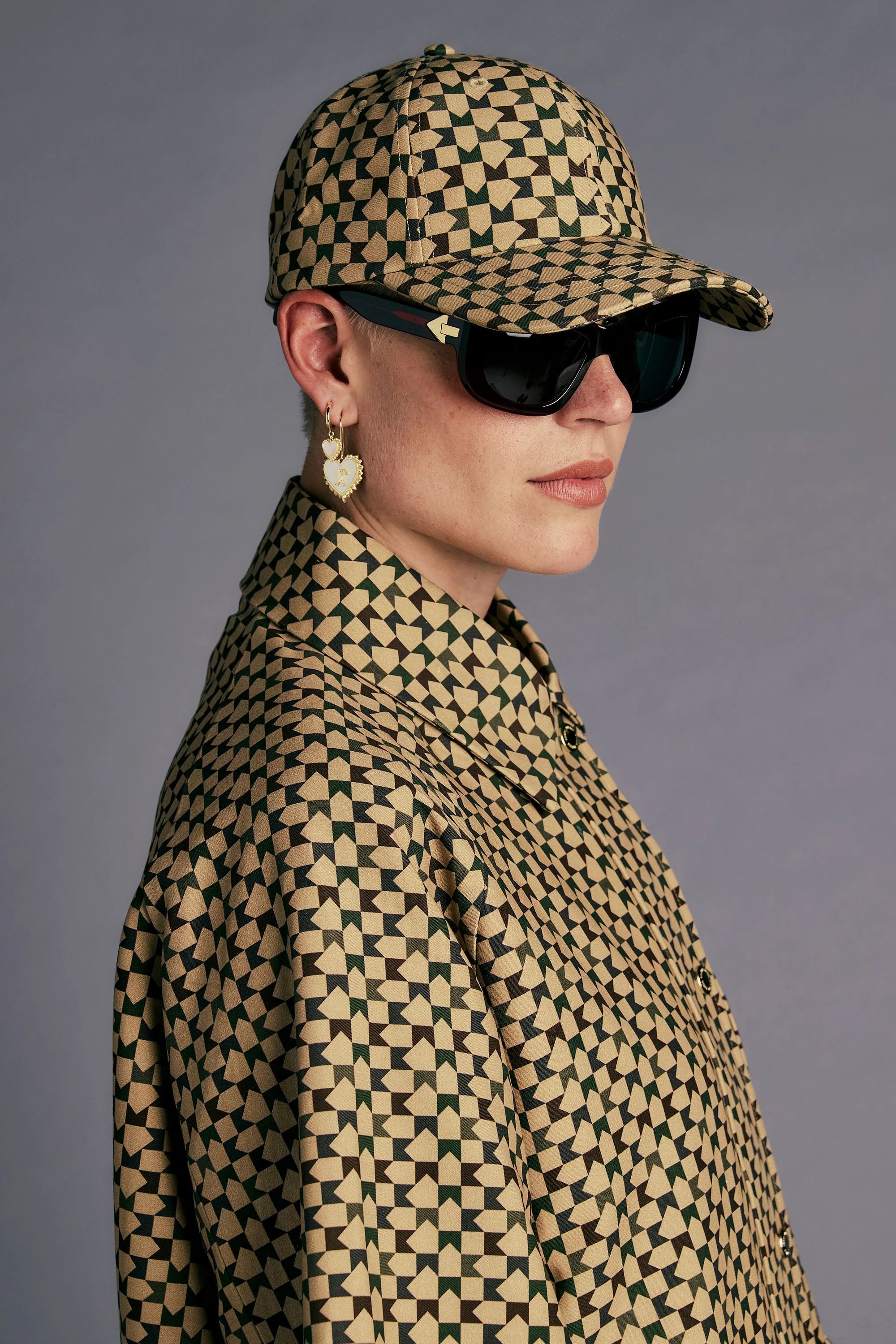 Monogram Check Cap Tan Multi