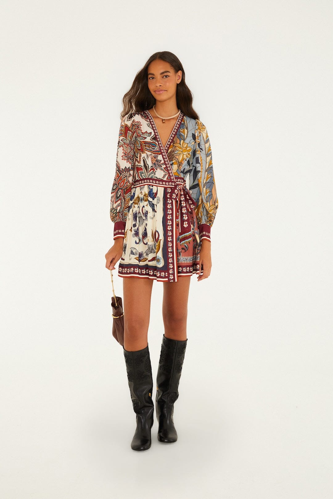 Stained Glass Beauty Mixed Scarves Mini Dress