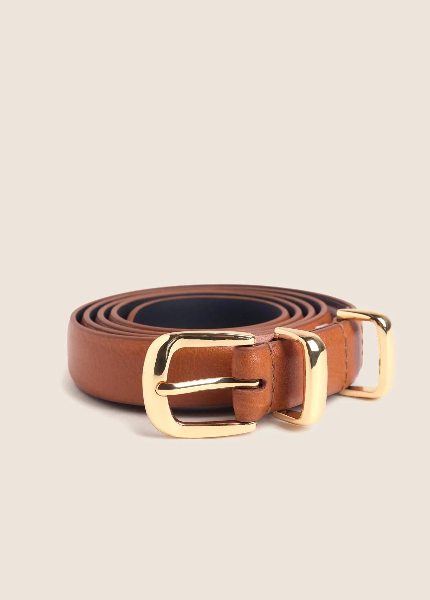 Skinny Jordan Belt Camel/Gold