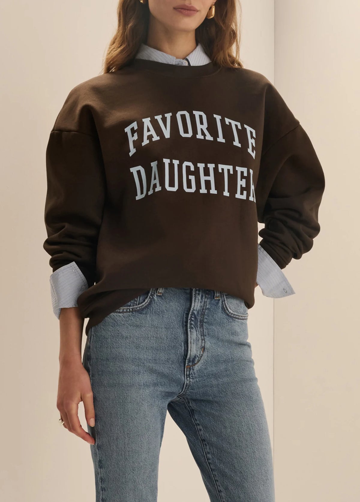 The Collegiate Sweatshirt Espresso Light Blue