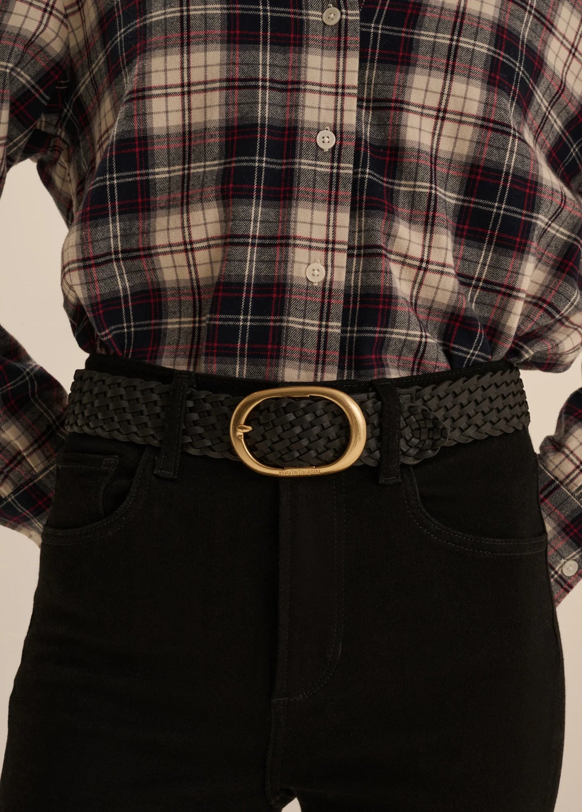 Woven Jean Belt Black/Antique Brass