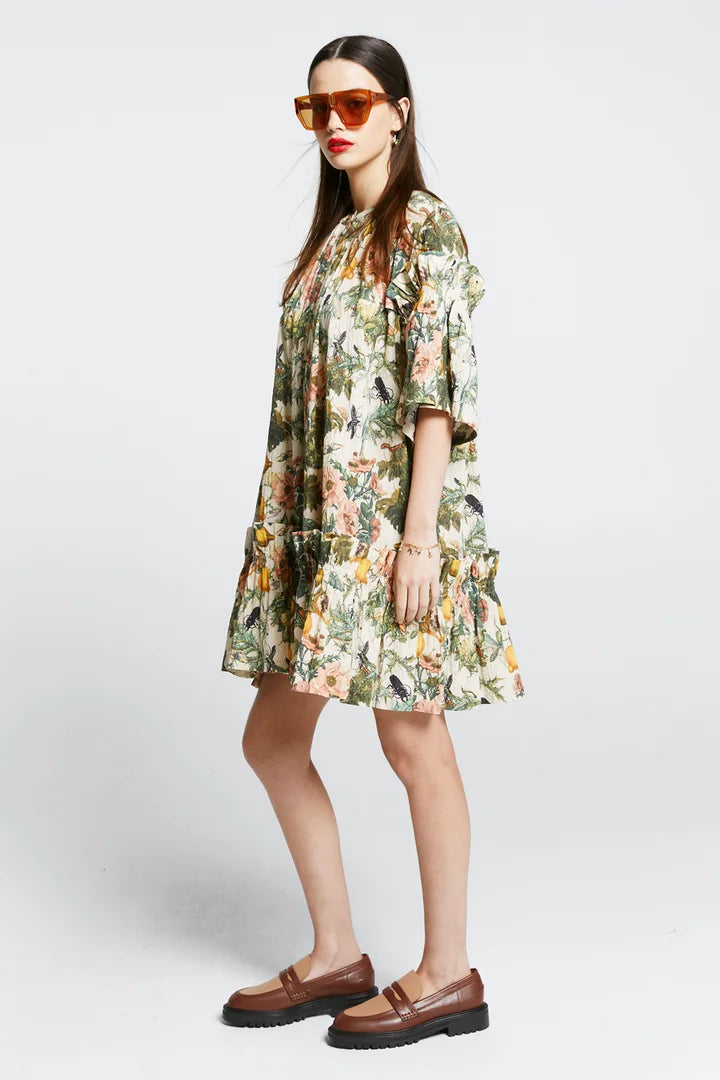 Glade Dress - Insects & Fruit Crinkle Cotton