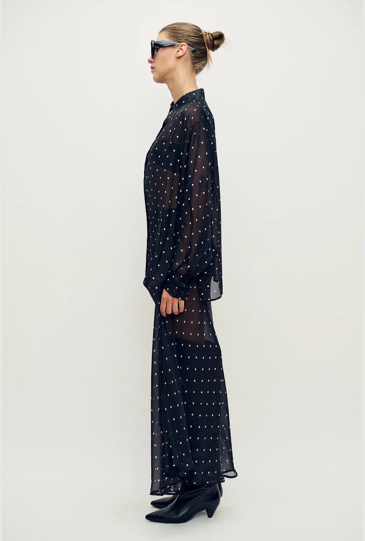 Chiffon Wrap Shirt Small Polka Dot